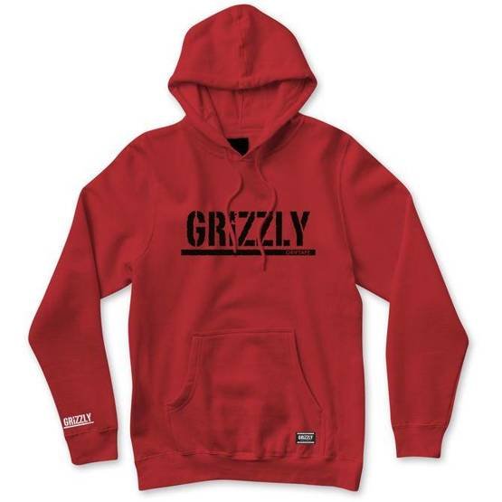 bluza GRIZZLY OG Stamp Hoodie Red / Black