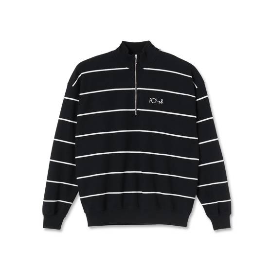 bluza polar Stripe Zip Neck sweatshirt black