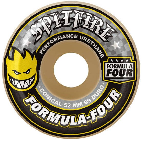 koła Spitfire Formula Four Conical Wheels Yellow Print 99D 52mm