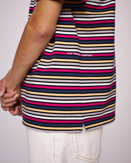 koszulka POP TRADING COMPANY  striped pocket t-shirt