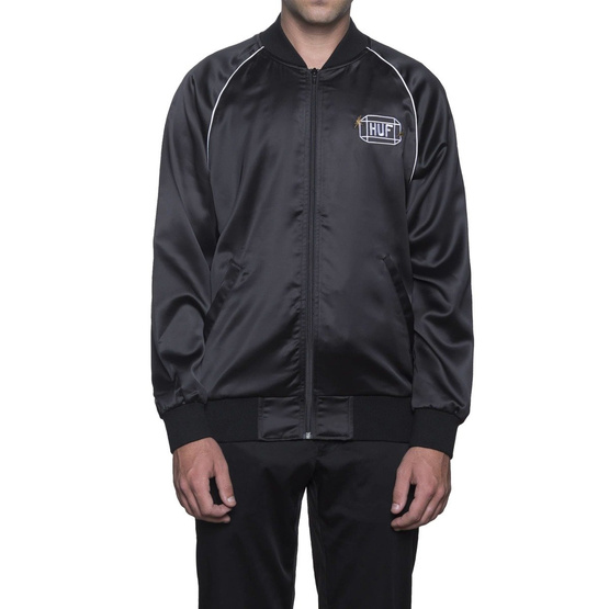 kurtka cabbie satin jacket - black