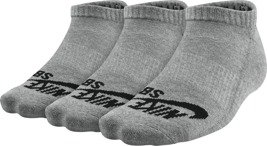  nike sb no-show skateboarding sock (3 pair) dk grey heather/black